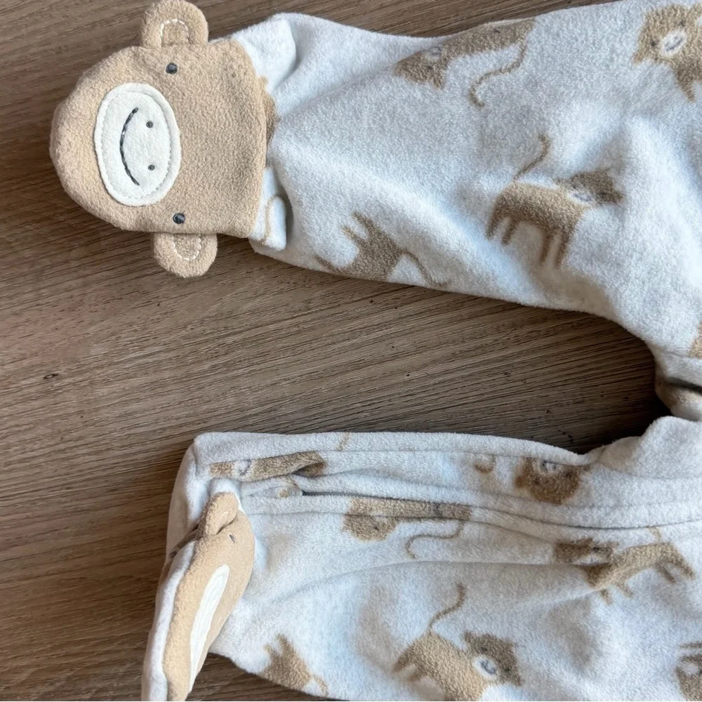 Carter's Colorful Animal Print and Gray‎ Monkey Footies